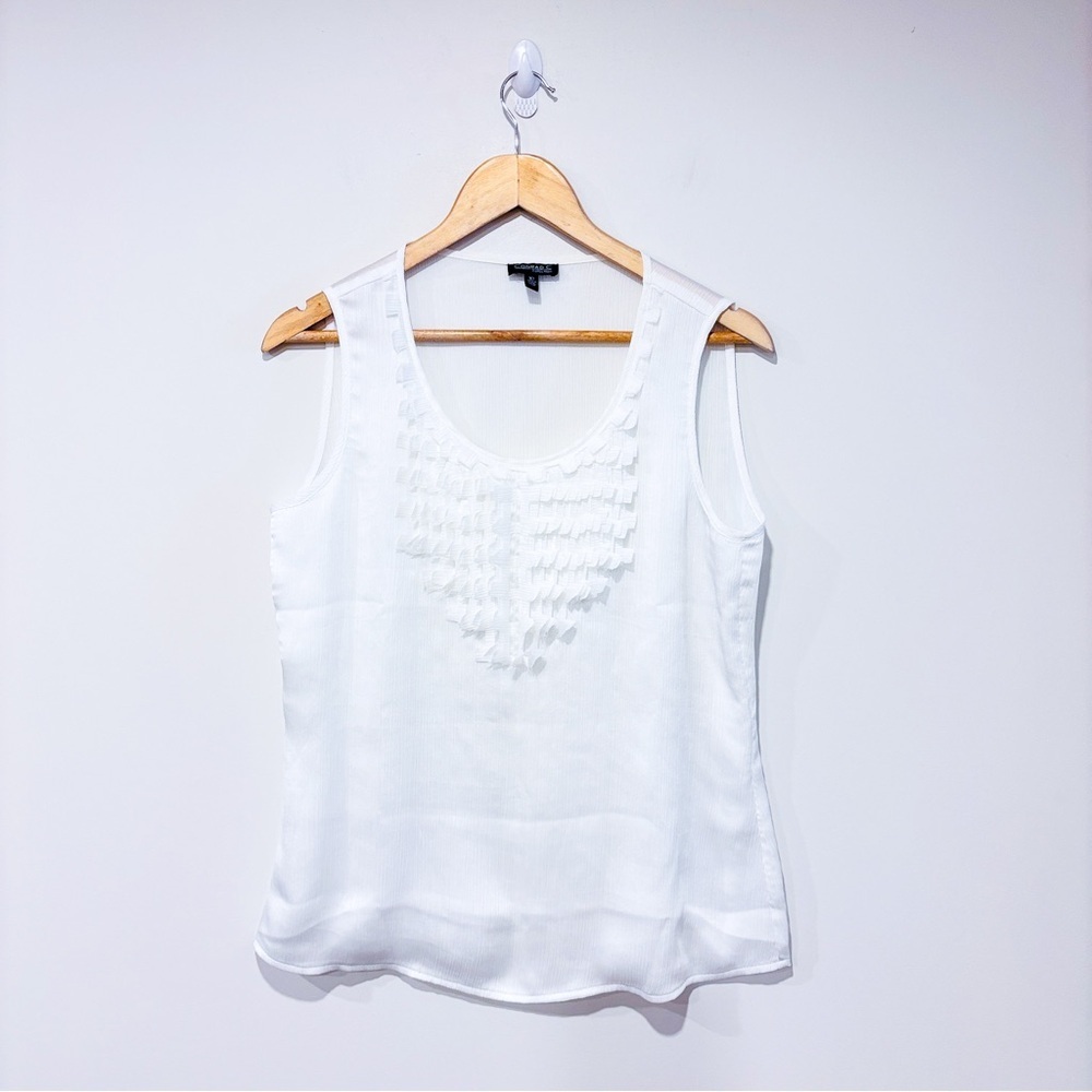 CONRAD C Lightweight white camisole with front details